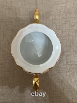 Ensemble de thé / café vintage M Z Tchécoslovaquie à rayures dorées de 15 pièces excellent état