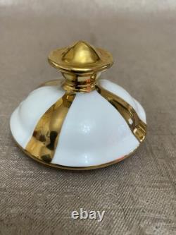 Ensemble de thé / café vintage M Z Tchécoslovaquie à rayures dorées de 15 pièces excellent état