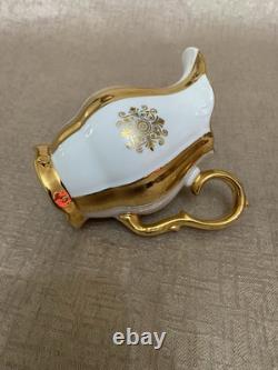 Ensemble de thé / café vintage M Z Tchécoslovaquie à rayures dorées de 15 pièces excellent état