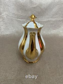 Ensemble de thé / café vintage M Z Tchécoslovaquie à rayures dorées de 15 pièces excellent état