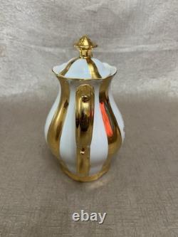 Ensemble de thé / café vintage M Z Tchécoslovaquie à rayures dorées de 15 pièces excellent état