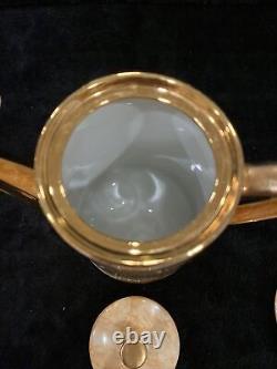 Ensemble de thé/café vintage WAWEL marbré et doré pour 10 personnes avec théière, crémier et sucrier