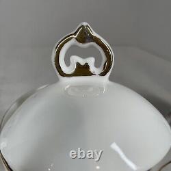 Ensemble de thé/café vintage de 15 pièces bleu or blanc avec pot, crème, sucre et 6 tasses et sous-tasses