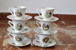 Ensemble de thé en porcelaine vintage de 15 pièces style Rococo bohème des années 70, style shabby chic