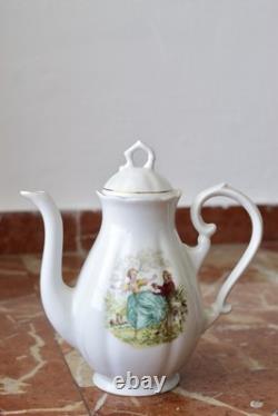 Ensemble de thé en porcelaine vintage de 15 pièces style Rococo bohème des années 70, style shabby chic