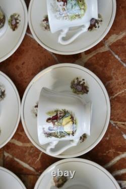 Ensemble de thé en porcelaine vintage de 15 pièces style Rococo bohème des années 70, style shabby chic