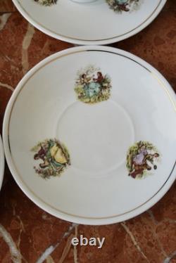 Ensemble de thé en porcelaine vintage de 15 pièces style Rococo bohème des années 70, style shabby chic