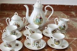 Ensemble de thé en porcelaine vintage de 15 pièces style Rococo bohème des années 70, style shabby chic