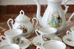 Ensemble de thé en porcelaine vintage de 15 pièces style Rococo bohème des années 70, style shabby chic