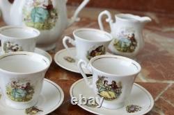 Ensemble de thé en porcelaine vintage de 15 pièces style Rococo bohème des années 70, style shabby chic