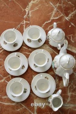 Ensemble de thé en porcelaine vintage de 15 pièces style Rococo bohème des années 70, style shabby chic