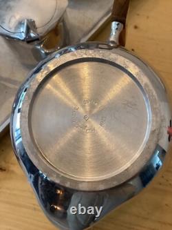 Ensemble de thé et café Picquot Ware Magnalium en métal, 5 pièces des années 1950 avec plateau