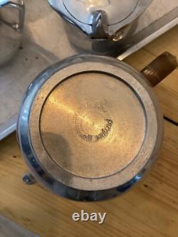 Ensemble de thé et café Picquot Ware Magnalium en métal, 5 pièces des années 1950 avec plateau