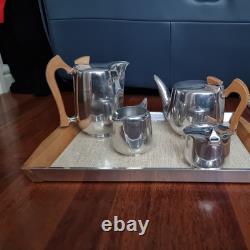 Ensemble de thé et café Picquot Ware vintage 4 pièces + plateau Angleterre