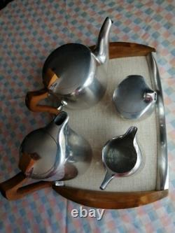 Ensemble de thé et café Picquot Ware vintage original de 4 pièces + plateau