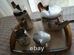 Ensemble de thé et café Picquot Ware vintage original de 4 pièces + plateau