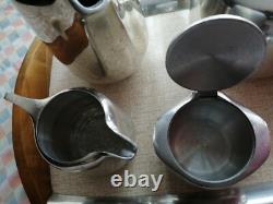 Ensemble de thé et café Picquot Ware vintage original de 4 pièces + plateau