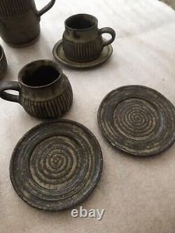 Ensemble de thé et café en grès de studio de Tremar Cornwall, style vintage, 15 pièces