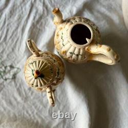 Ensemble de thé et café en majolique vintage du milieu du siècle, floral rose, Italie, Capodimonte, 14 pièces