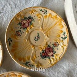 Ensemble de thé et café en majolique vintage du milieu du siècle, floral rose, Italie, Capodimonte, 14 pièces