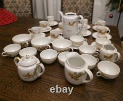 Ensemble de thé et café en porcelaine chinoise avec geisha japonaise en lithophane et dragon (38 pièces)