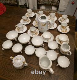 Ensemble de thé et café en porcelaine chinoise avec geisha japonaise en lithophane et dragon (38 pièces)