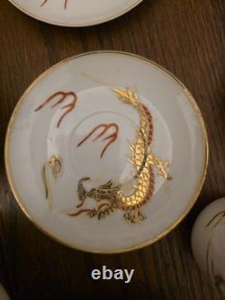 Ensemble de thé et café en porcelaine chinoise avec geisha japonaise en lithophane et dragon (38 pièces)