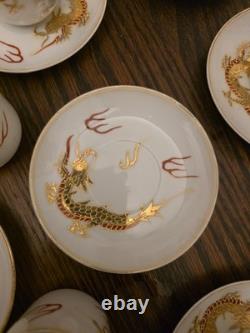 Ensemble de thé et café en porcelaine chinoise avec geisha japonaise en lithophane et dragon (38 pièces)