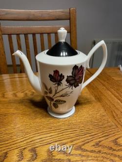 Ensemble de thé et café en porcelaine fine Royal Albert Masquerade vintage (bord argenté) 34 pièces