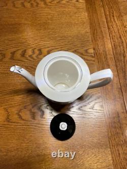 Ensemble de thé et café en porcelaine fine Royal Albert Masquerade vintage (bord argenté) 34 pièces