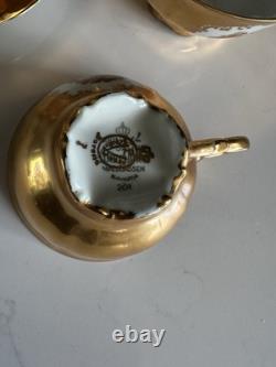 Ensemble de thé et café en porcelaine plaqué or 24 carats Bareuther Bavarian des années vintage