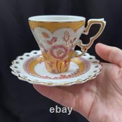 Ensemble de thé et café en porcelaine vintage, pot, sucrier, tasses, soucoupes, 16 pièces