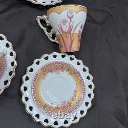 Ensemble de thé et café en porcelaine vintage, pot, sucrier, tasses, soucoupes, 16 pièces