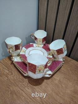 Ensemble de thé et café en porcelaine vintage sans marque avec décor doré et floral