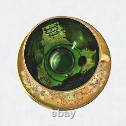 Ensemble de thé et café en verre vert Trefuochi Murano vénitien vintage avec 24 carats d'or, 17 pièces