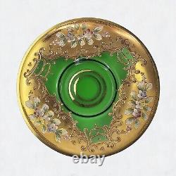 Ensemble de thé et café en verre vert Trefuochi Murano vénitien vintage avec 24 carats d'or, 17 pièces