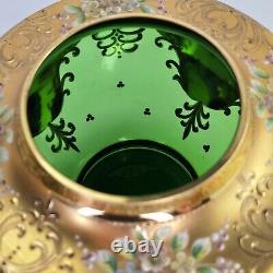 Ensemble de thé et café en verre vert Trefuochi Murano vénitien vintage avec 24 carats d'or, 17 pièces