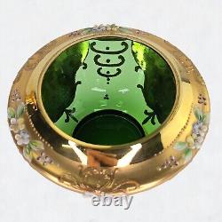 Ensemble de thé et café en verre vert Trefuochi Murano vénitien vintage avec 24 carats d'or, 17 pièces