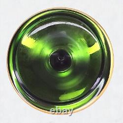 Ensemble de thé et café en verre vert Trefuochi Murano vénitien vintage avec 24 carats d'or, 17 pièces