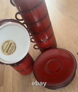 Ensemble de thé et café rouge Villeroy & Boch Granada Luxembourg 16 pièces années 1960/70