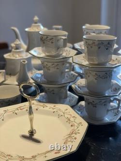 Ensemble de thé et café vintage Eternal Beau avec support à gâteaux, 14 tasses et soucoupes
