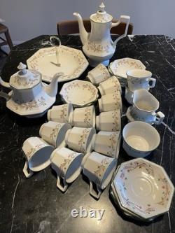 Ensemble de thé et café vintage Eternal Beau avec support à gâteaux, 14 tasses et soucoupes