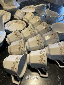 Ensemble de thé et café vintage Eternal Beau avec support à gâteaux, 14 tasses et soucoupes