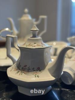 Ensemble de thé et café vintage Eternal Beau avec support à gâteaux, 14 tasses et soucoupes