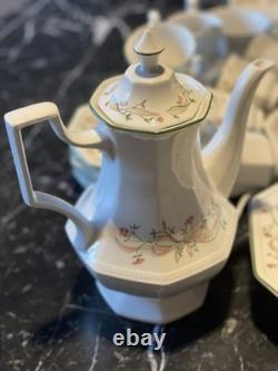 Ensemble de thé et café vintage Eternal Beau avec support à gâteaux, 14 tasses et soucoupes