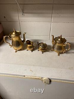 Ensemble de thé et café vintage INTERNATIONAL en or plaqué Hong Kong