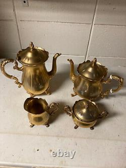 Ensemble de thé et café vintage INTERNATIONAL en or plaqué Hong Kong