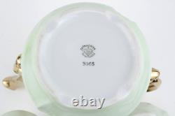 Ensemble de thé et café vintage Lefton peint à la main en vert menthe héritage avec fleurs roses.