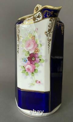 Ensemble de thé et café vintage de 9 pièces Noritake(M) peint à la main blanc et bleu cobalt floral