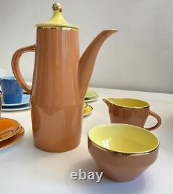 Ensemble de thé et cafetière Vtg Royal Worcester Palissy Mardi Gras 21 pièces MCM années 60-70